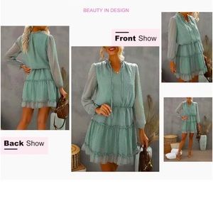 Dokotoo women 2023 split V neck ruffle chiffon elegant mini short dress